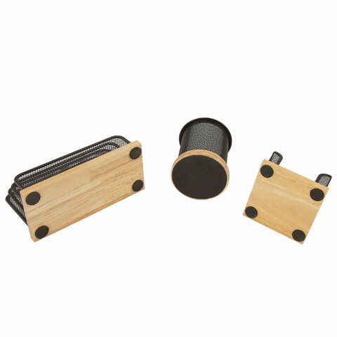 Набор настольный GALANT &quot;Wood&amp;Metal&quot;, 8 предметов, светлое дерево и черный металл, 230878