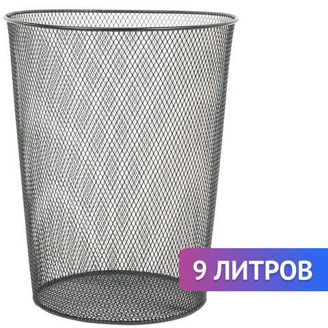 Корзина для бумаг, 9 л, металлическая, черная, BRAUBERG &quot;Germanium&quot;, 231958