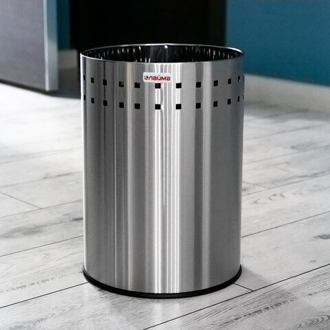 Корзина металлическая для мусора LAIMA &quot;Bionic&quot;, 12 л, матовая, перфорированная, несгораемая, 232268