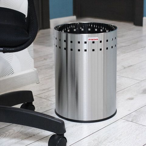 Корзина металлическая для мусора LAIMA &quot;Bionic&quot;, 12 л, матовая, перфорированная, несгораемая, 232268