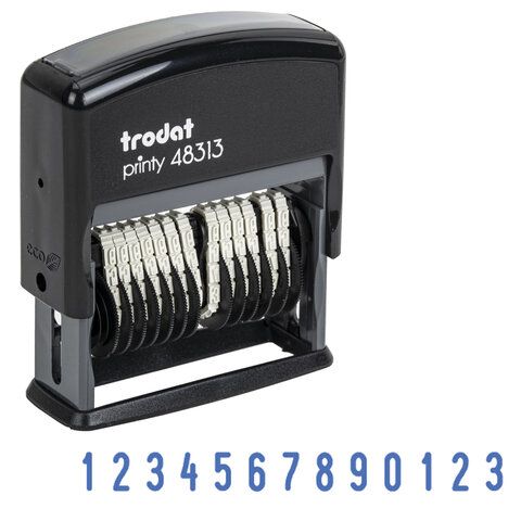 Нумератор 13-разрядный, оттиск 42х3,8 мм, синий, TRODAT 48313, корпус черный, 53198