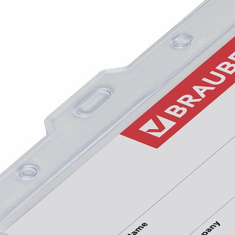 Бейдж-карман горизонтальный БОЛЬШОЙ (90х120 мм), без держателя, BRAUBERG 6 шт., 235695