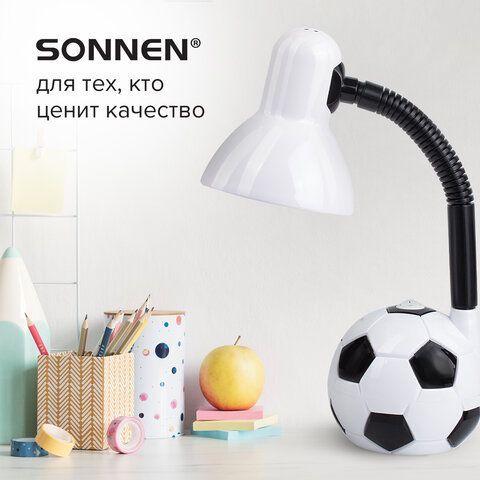 Светильник настольный SONNEN OU-503, на подставке, цоколь Е27, &quot;Мяч&quot;, белый, 236675