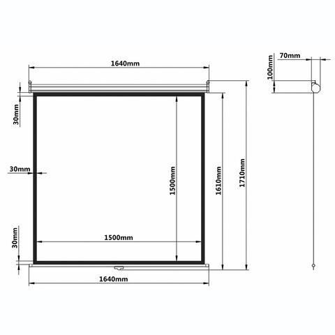Экран проекционный настенный (150х150 см), матовый, 1:1, BRAUBERG &quot;WALL&quot;, 236725