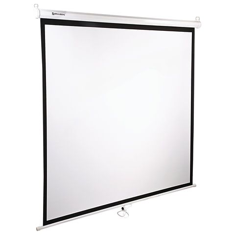 Экран проекционный настенный (180х180 см), матовый, 1:1, BRAUBERG &quot;WALL&quot;, 236726