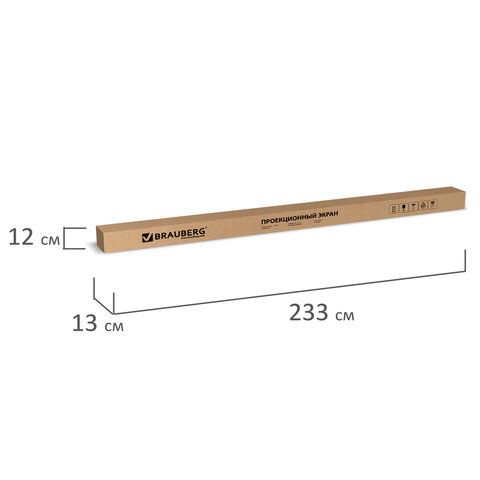 Экран проекционный настенный (200х200 см), матовый, 1:1, BRAUBERG &quot;WALL&quot;, 236727