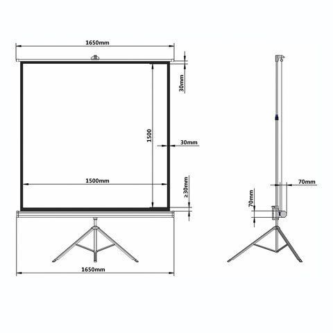 Экран проекционный на треноге (150х150 см), матовый, 1:1, BRAUBERG &quot;TRIPOD&quot;, 236729