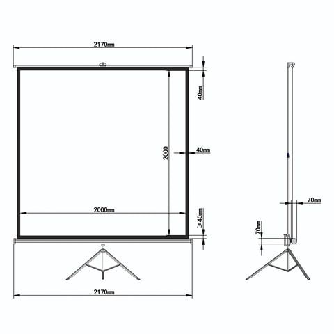 Экран проекционный на треноге (200х200 см), матовый, 1:1, BRAUBERG &quot;TRIPOD&quot;, 236731