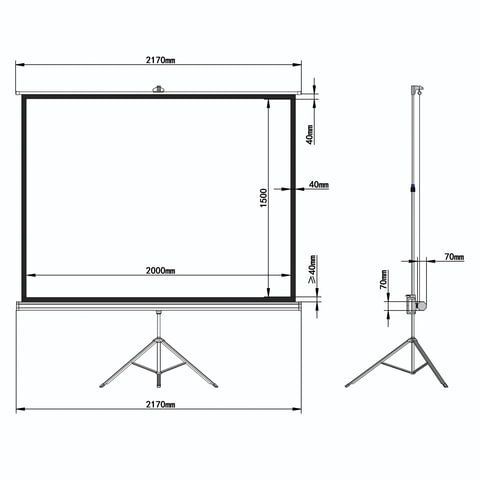 Экран проекционный на треноге (150х200 см), матовый, 4:3, BRAUBERG &quot;TRIPOD&quot;, 236732