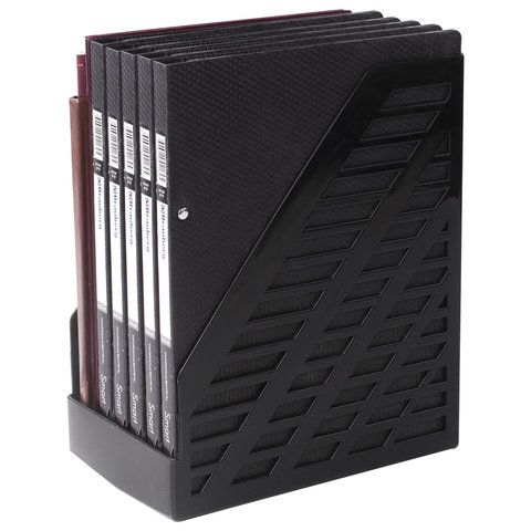 Лоток вертикальный для бумаг BRAUBERG &quot;MAXI-plus&quot; (250х160х300 мм), сетчатый, черный, 237005