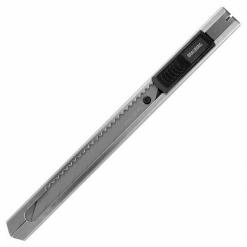 Нож канцелярский 9 мм BRAUBERG 2 шт. "Extra 30", металлический, лезвие 30°, автофиксатор, подвес, 237084