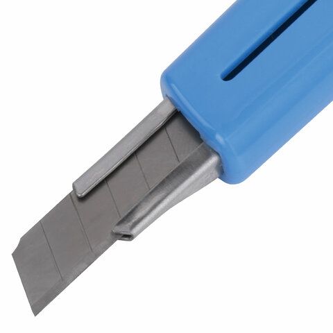 Нож канцелярский 9 мм BRAUBERG &quot;Delta&quot;, автофиксатор, цвет корпуса голубой, блистер, 237086