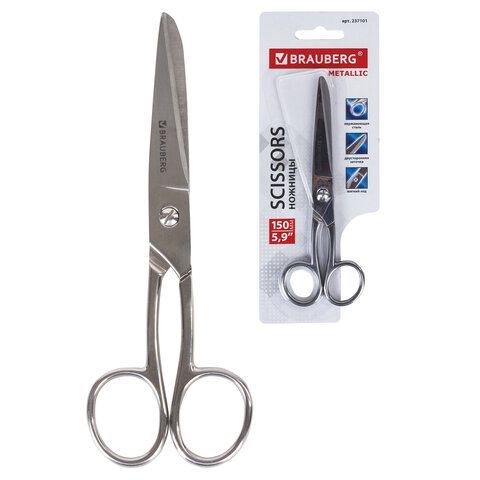 Ножницы цельнометаллические BRAUBERG &quot;Professional&quot;, 150 мм, классической формы, 237101