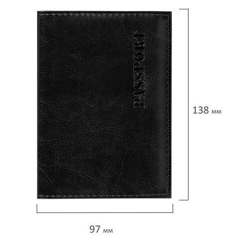 Обложка для паспорта экокожа, мягкая вставка изолон, &quot;PASSPORT&quot;, черная, STAFF Profit, 237183