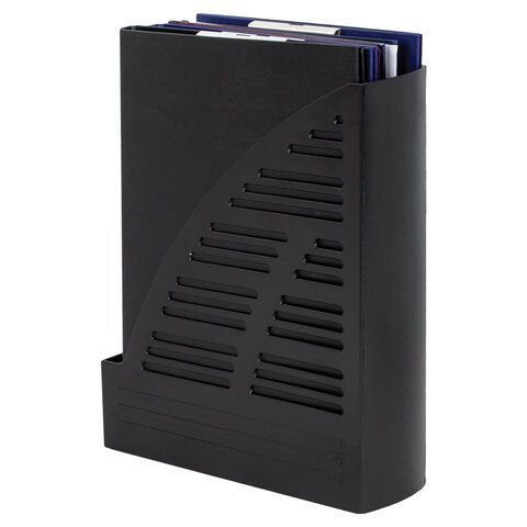 Лоток вертикальный для бумаг BRAUBERG &quot;Standard&quot;, 245х70х295 мм, черный, 237220