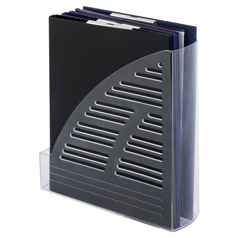 Лоток вертикальный для бумаг BRAUBERG &quot;Standard&quot;, 245х70х295 мм, прозрачный, 237223