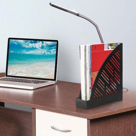 Лоток вертикальный для бумаг BRAUBERG &quot;Standard+&quot;, 250х90х300 мм, черный, 237224
