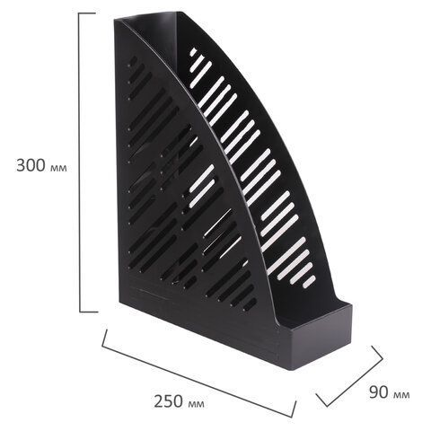 Лоток вертикальный для бумаг BRAUBERG &quot;Standard+&quot;, 250х90х300 мм, черный, 237224
