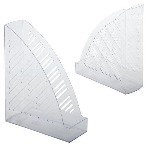Лоток вертикальный для бумаг BRAUBERG &quot;Standard+&quot;, 250х90х300 мм, прозрачный, 237227