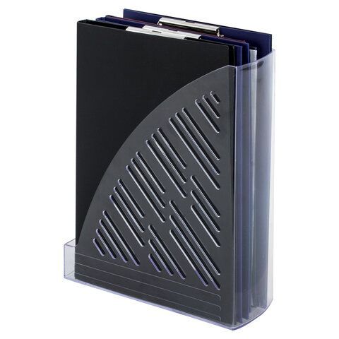 Лоток вертикальный для бумаг BRAUBERG &quot;Standard+&quot;, 250х90х300 мм, прозрачный, 237227