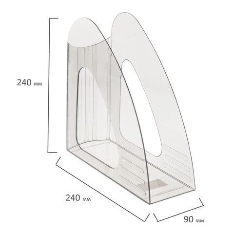 Лоток вертикальный для бумаг BRAUBERG &quot;Delta&quot;, 240х90х240 мм, прозрачный, 237242