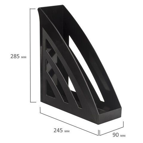 Лоток вертикальный для бумаг BRAUBERG &quot;Office style&quot;, 245х90х285 мм, черный, 237278