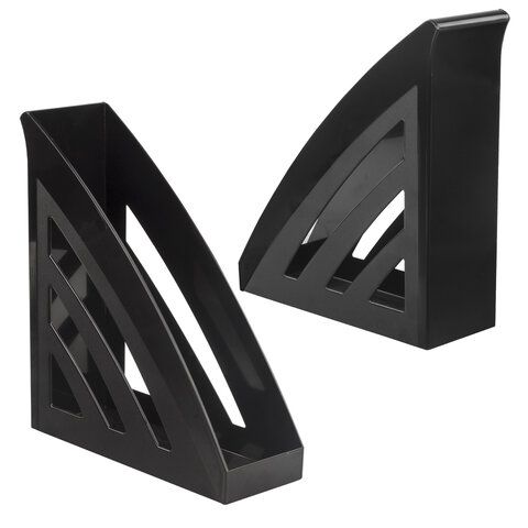 Лоток вертикальный для бумаг BRAUBERG &quot;Office style&quot;, 245х90х285 мм, черный, 237278