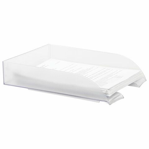 Лоток горизонтальный для бумаг BRAUBERG &quot;Office style&quot;, 320х245х65 мм, прозрачный, 237288