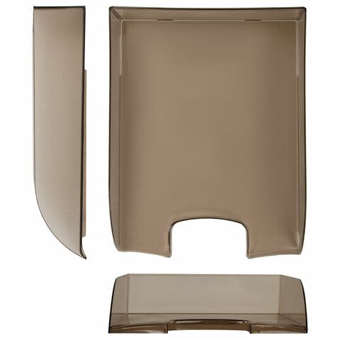 Лоток горизонтальный для бумаг BRAUBERG &quot;Office style&quot;, 320х245х65 мм, тонированный серый, 237289