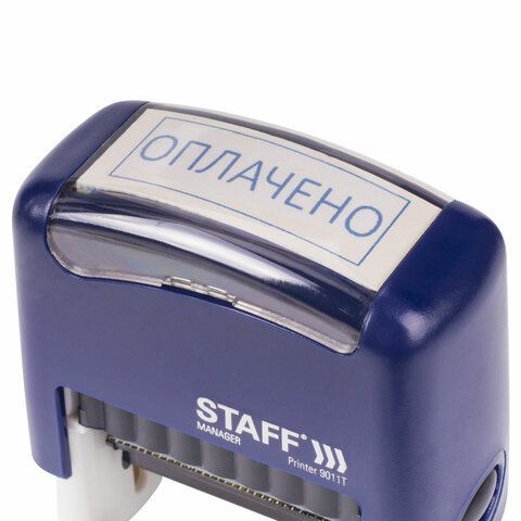 Штамп стандартный STAFF &quot;ОПЛАЧЕНО&quot;, оттиск 38х14 мм, &quot;Printer 9011T&quot;, 237421