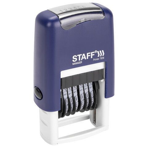 Нумератор 6-разрядный STAFF, оттиск 22х4 мм, &quot;Printer 7836&quot;, 237434