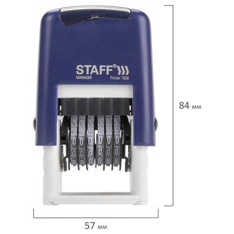Нумератор 6-разрядный STAFF, оттиск 22х4 мм, &quot;Printer 7836&quot;, 237434