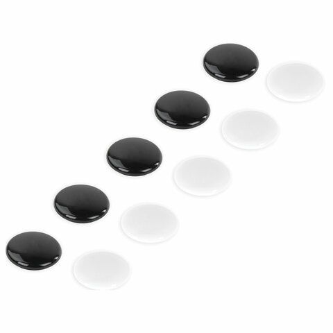 Магниты BRAUBERG &quot;BLACK&amp;WHITE&quot; УСИЛЕННЫЕ 30 мм, НАБОР 10 шт., черные/белые, 237468