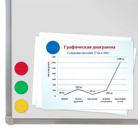 Магниты МОЩНЫЕ 40 мм (БОЛЬШОГО ДИАМЕТРА), НАБОР 4 шт., ассорти, BRAUBERG "SUPER", 237480