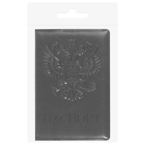 Обложка для паспорта STAFF, полиуретан под кожу, &quot;ГЕРБ&quot;, черная, 237602