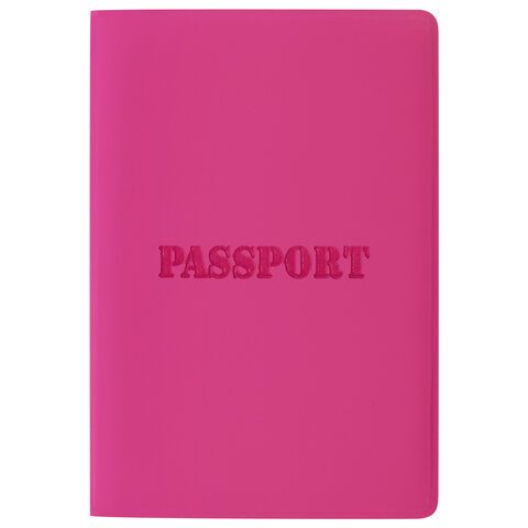 Обложка для паспорта, мягкий полиуретан, &quot;PASSPORT&quot;, розовая, STAFF, 237605
