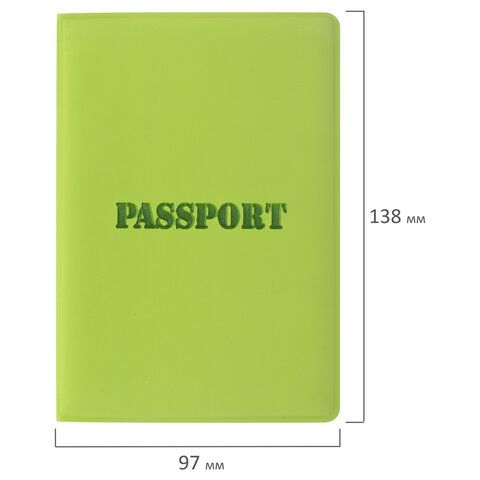 Обложка для паспорта, мягкий полиуретан, &quot;PASSPORT&quot;, салатовая, STAFF, 237607