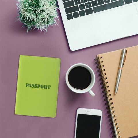 Обложка для паспорта, мягкий полиуретан, &quot;PASSPORT&quot;, салатовая, STAFF, 237607