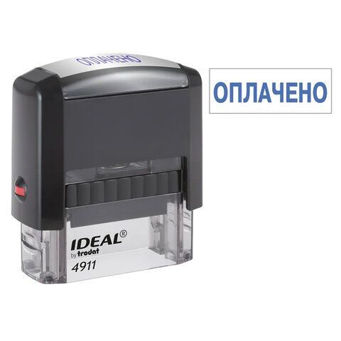 Штамп стандартный &quot;ОПЛАЧЕНО&quot;, оттиск 38х14 мм, синий, TRODAT IDEAL 4911 DB-1.2, 161487