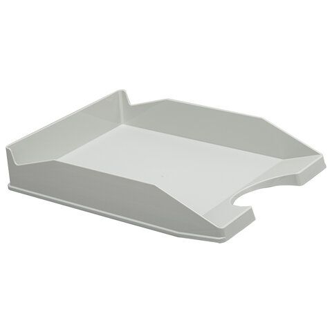 Лоток горизонтальный для бумаг КОМПЛЕКТ 2 шт., BRAUBERG &quot;Modern&quot;, 346х254х61 мм, серый, 238025