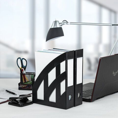 Лоток вертикальный для бумаг КОМПЛЕКТ 2 шт., BRAUBERG &quot;Modern&quot;, 245х75х320 мм, черный, 238028