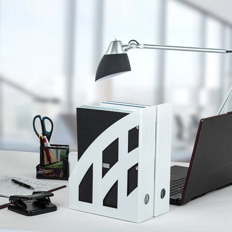 Лоток вертикальный для бумаг КОМПЛЕКТ 2 шт., BRAUBERG &quot;Modern&quot;, 245х75х320 мм, белый, 238030