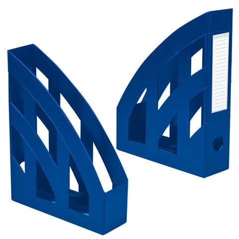 Лоток вертикальный для бумаг КОМПЛЕКТ 2 шт., BRAUBERG &quot;Modern&quot;, 245х75х320 мм, синий, 238031