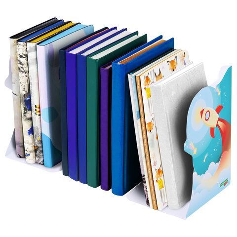 Подставка-держатель для книг и учебников фигурная BRAUBERG KIDS &quot;Cosmo&quot; раздвижная, металлическая, 238068