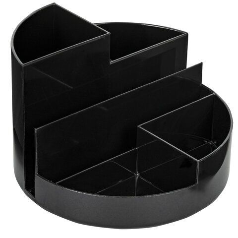 Подставка-органайзер BRAUBERG ROUND, 6 отделений, 130х130х90 мм, черная, 238100, ОР01СН