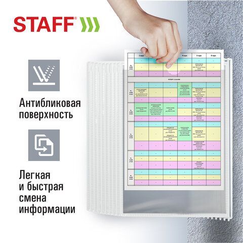 Демосистема настенная на 10 панелей, с 10 белыми панелями А4, STAFF &quot;Profit&quot;, 238145