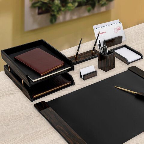 Набор настольный GALANT &quot;Blackwood&quot; из дерева, 8 предметов, цвет &quot;чёрное дерево&quot;, 238165