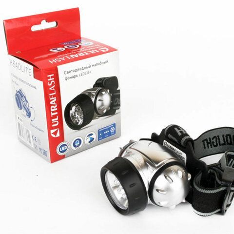 Фонарь налобный ULTRAFLASH 7хLED, 3 режима, питание 3хААА (не в комплекте), LED5351