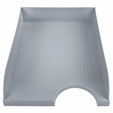 Лоток горизонтальный для бумаг BRAUBERG &quot;Standard&quot;, 350х253х65 мм, серый, 238347