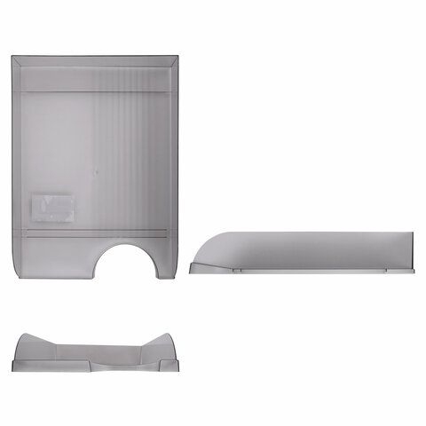 Лоток горизонтальный для бумаг BRAUBERG &quot;Standard&quot;, 350х253х65 мм, тонированный серый, 238348